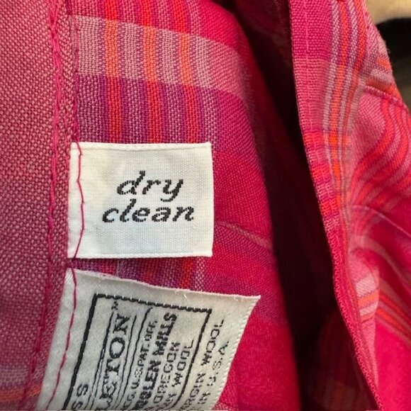 Vintage Red & Pink Plaid Pleated Midi Skirt - Picture 9 of 9